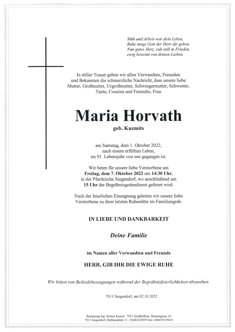 Horvath Maria Parte Siegendorf