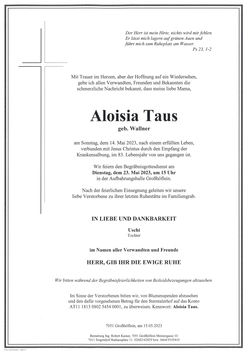 Taus Aloisia Parte Großhöflein