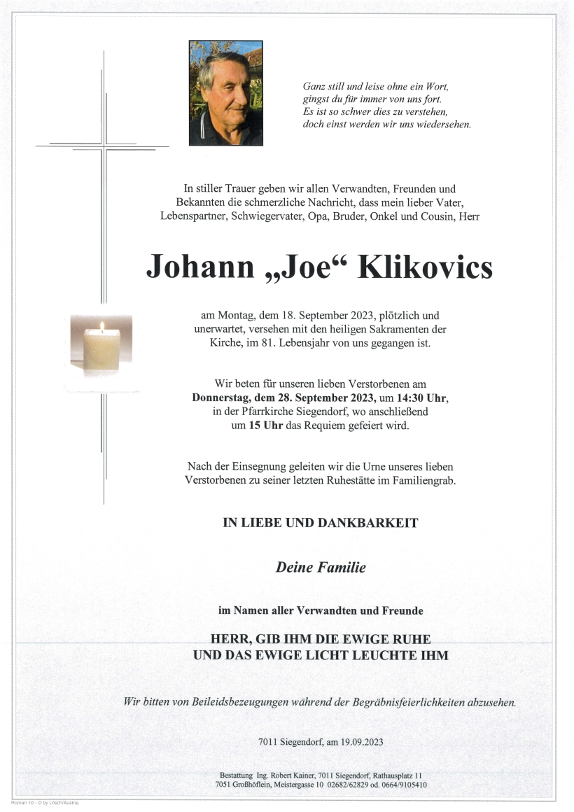 Klikovics Johann Parte Siegendorf