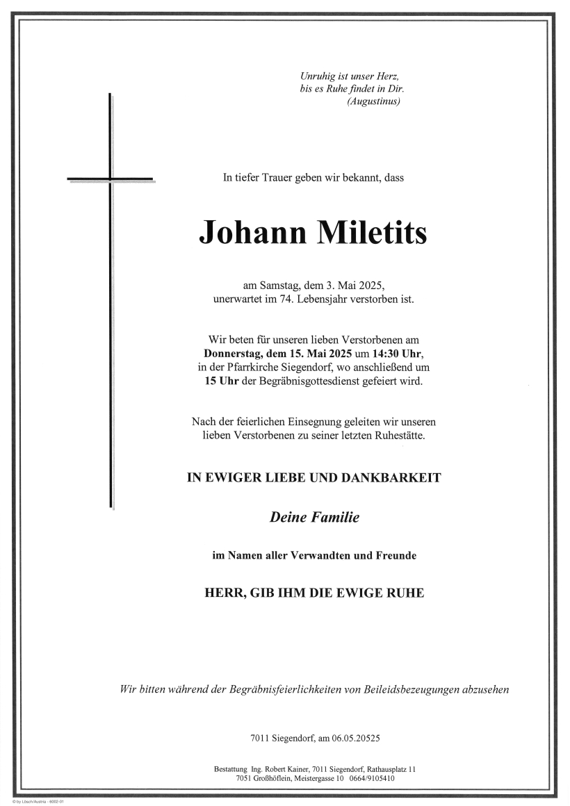 Miletits Johann Parte Siegendorf